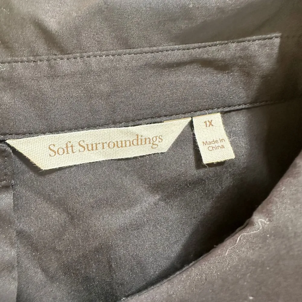 NWOT Soft Surroundings Black Button Down Shirt Seethrough Accents Size 1X - Image 2