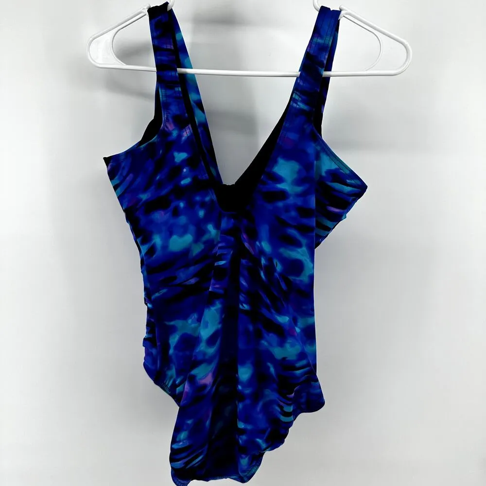 Miraclesuit Cloud Leopard Esmerelda One Piece Swimsuit Surplice Summer Blue 10 - Image 7