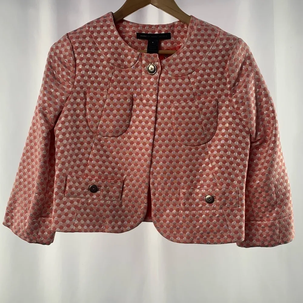 Marc by Marc Jacobs Cotton Silk Blend Cropped Formal Jacket in Multi Size 6 - Image 2
