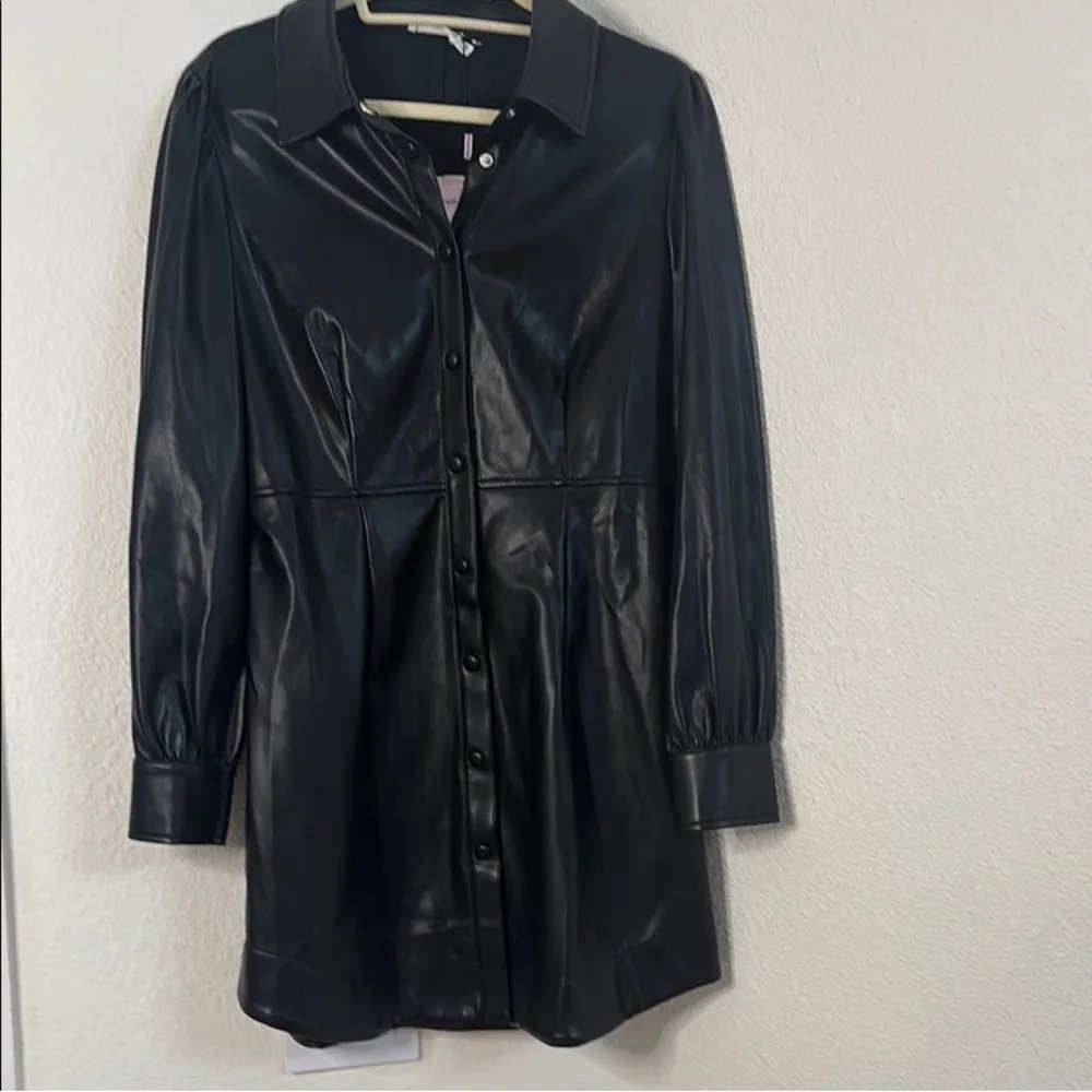 NWT from Nordstrom Avec Lea Filles Black Faux Leather dress size Small. Stunning - Image 3