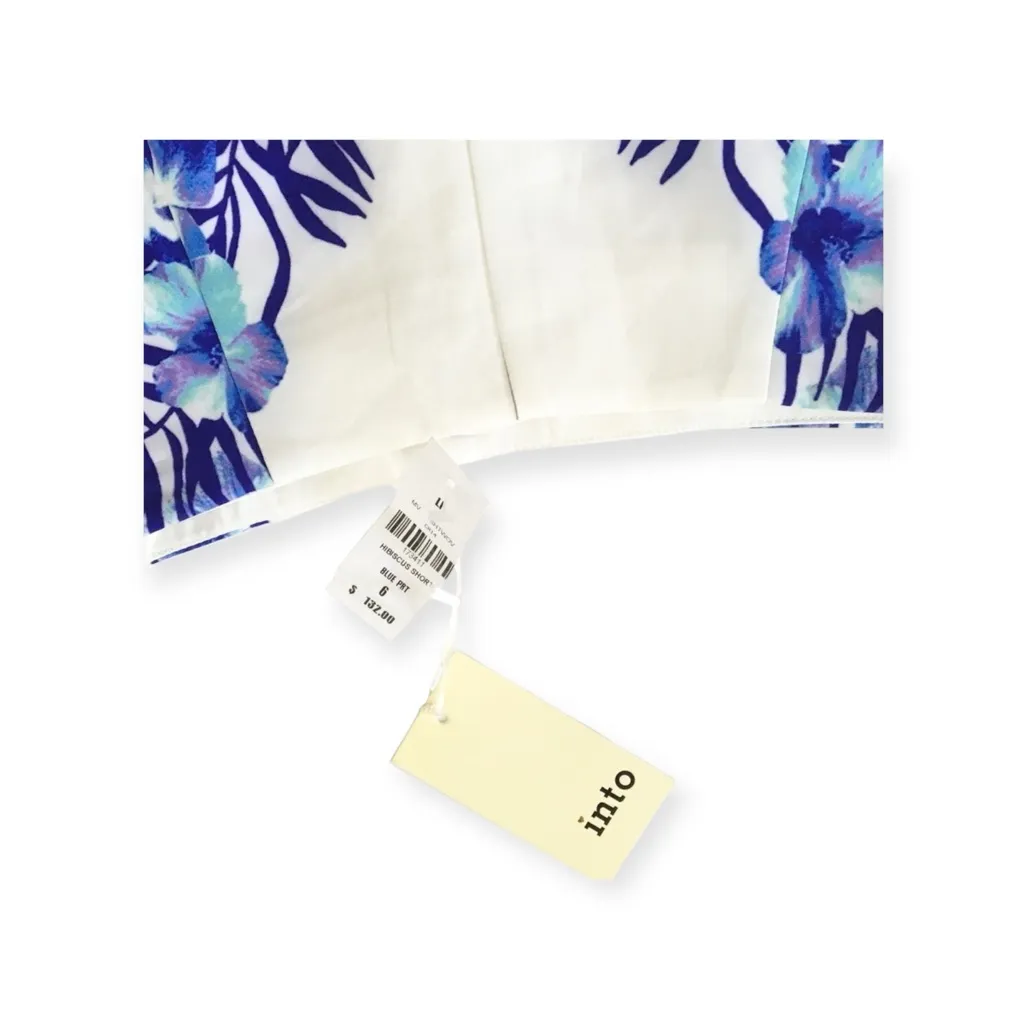 new LF into 𑁍 Festival Hibiscus Print Chiffon Short 𑁍 Jewel Tone Blue Purp 𑁍 6 - Image 9