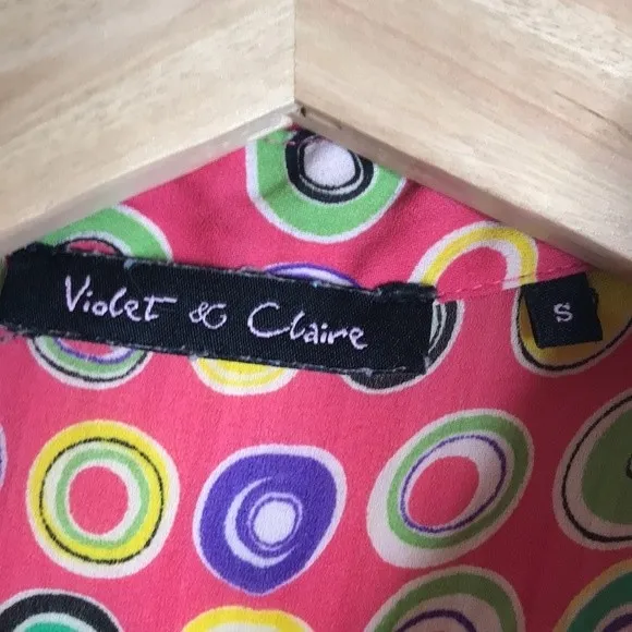 Violet & Claire ladies colorful retro funky artsy button up shirt top size small - Image 8