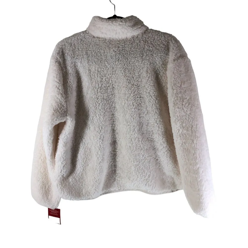 Wondershop Womens Fleece Sherpa Pullover Jacket 1/4 Zip White Size M Size M - Image 3