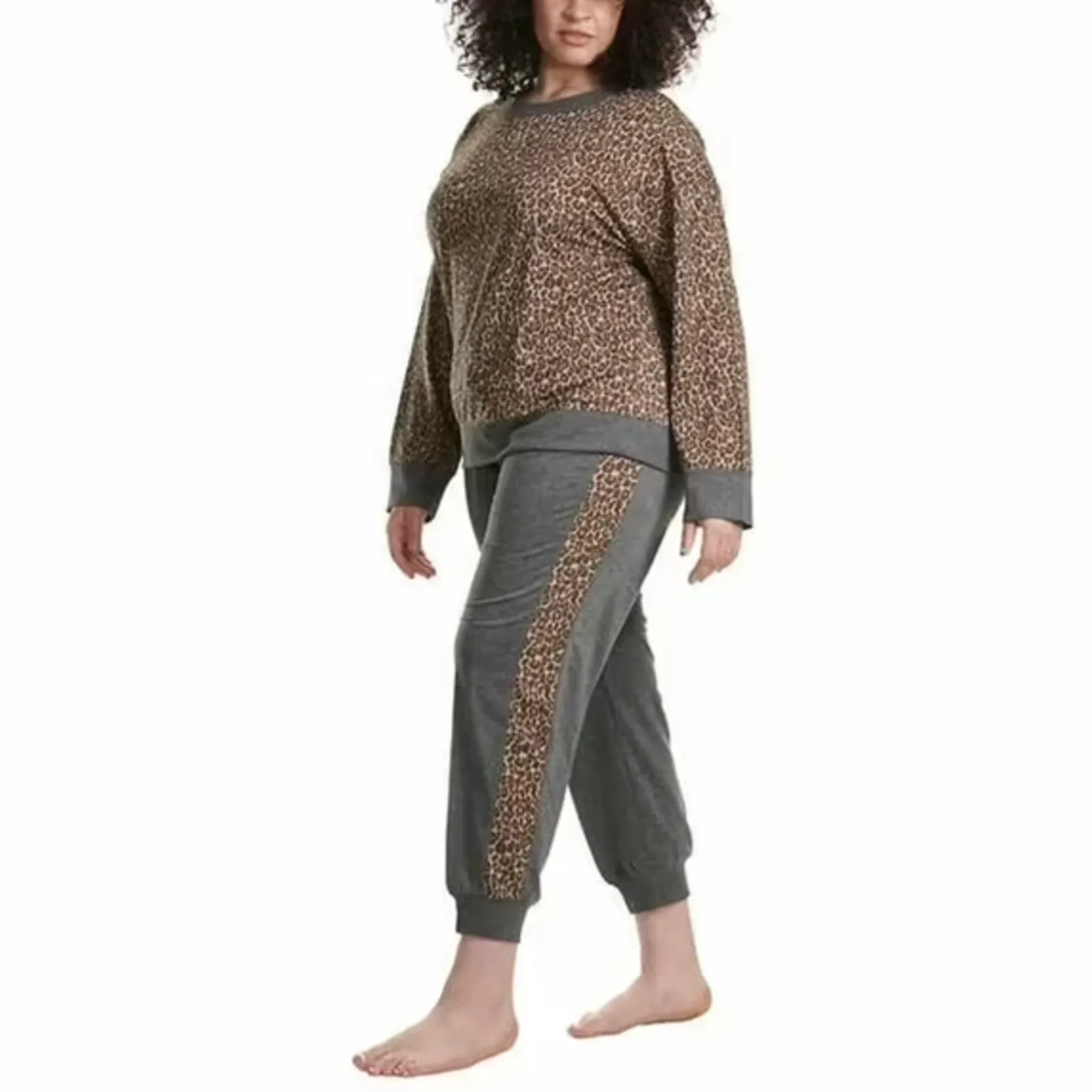 Splendid Women Plus Size 2-piece Cheetah Print Pajama Set ,3X - Image 2