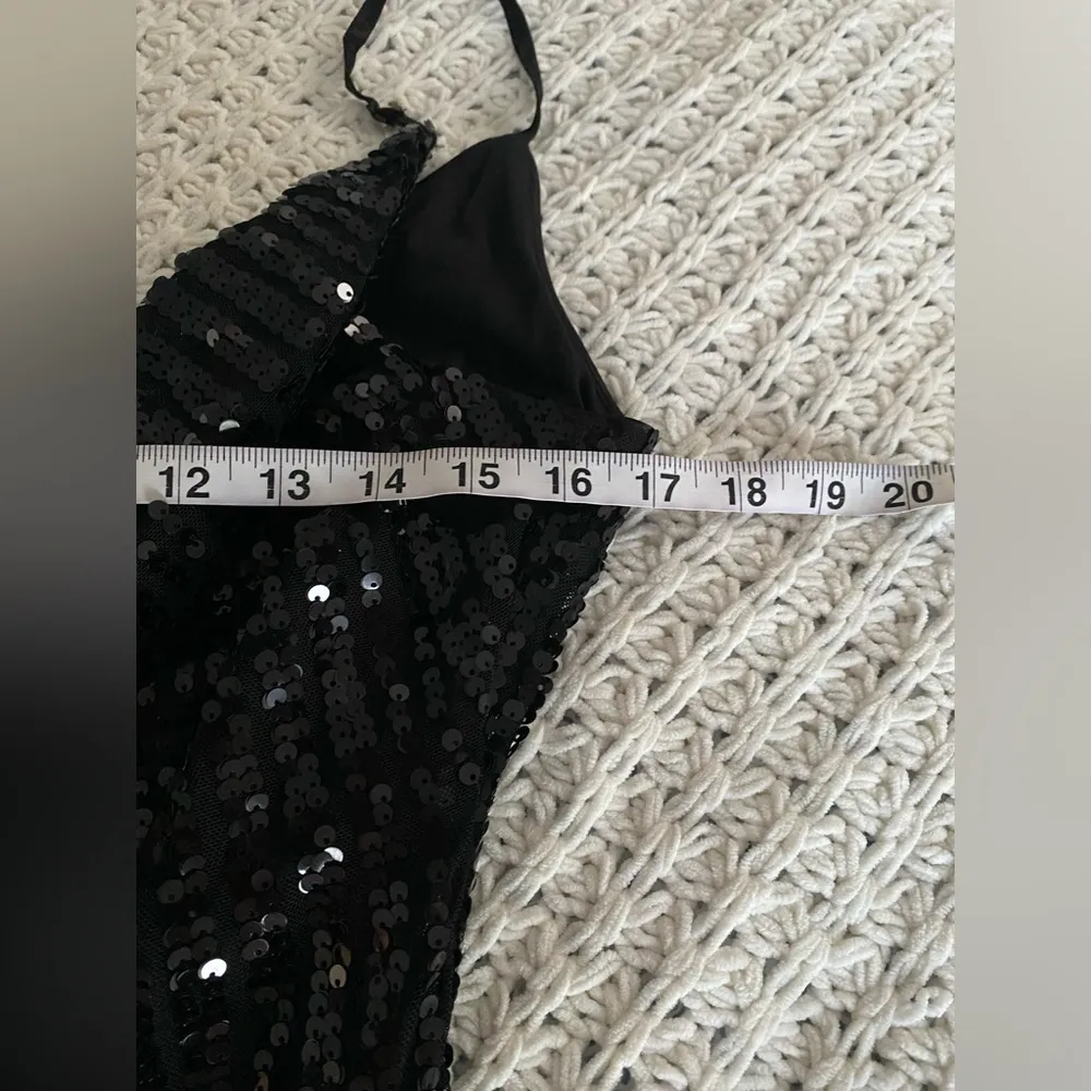 Bebe Sequined Cowl Back Slip Dress | Black - Image 4