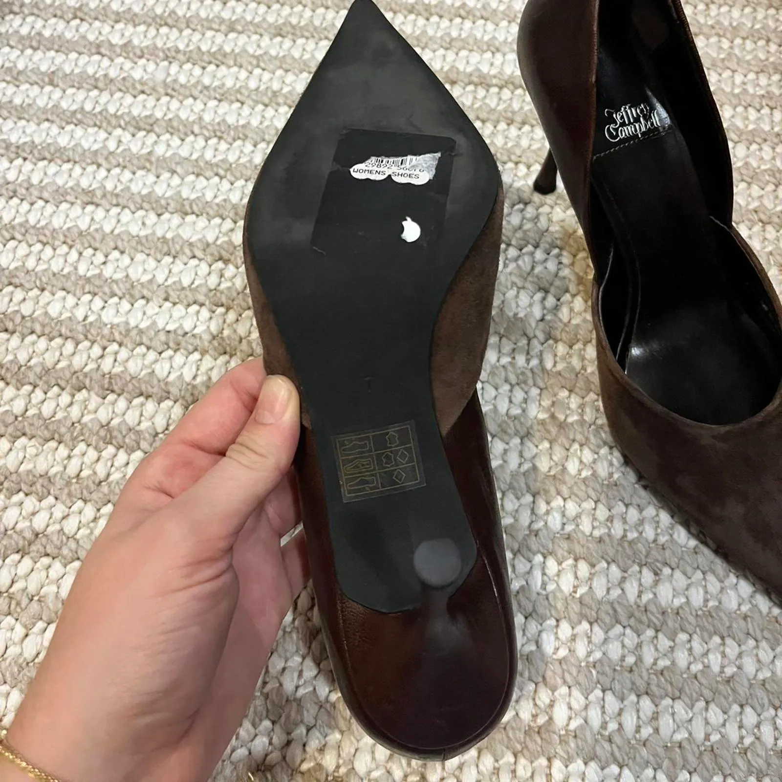 Jeffrey Campbell Volturi Heel in Coffee Suede Combo - Image 6