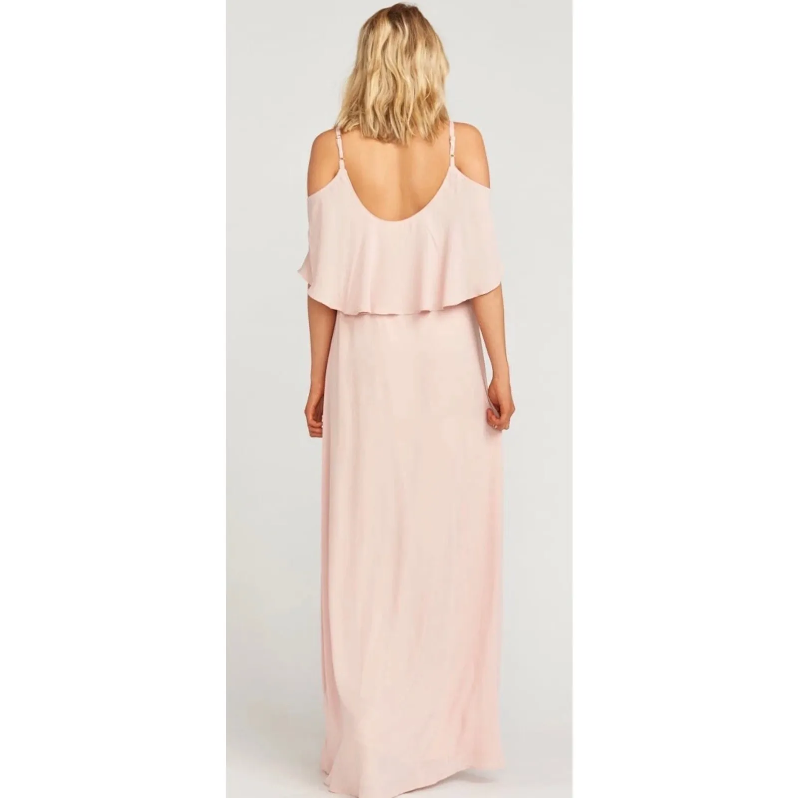 NWT Show Me Your MuMu Caitlin Ruffle Maxi Dress Dusty Blush Crisp Small S - Image 2