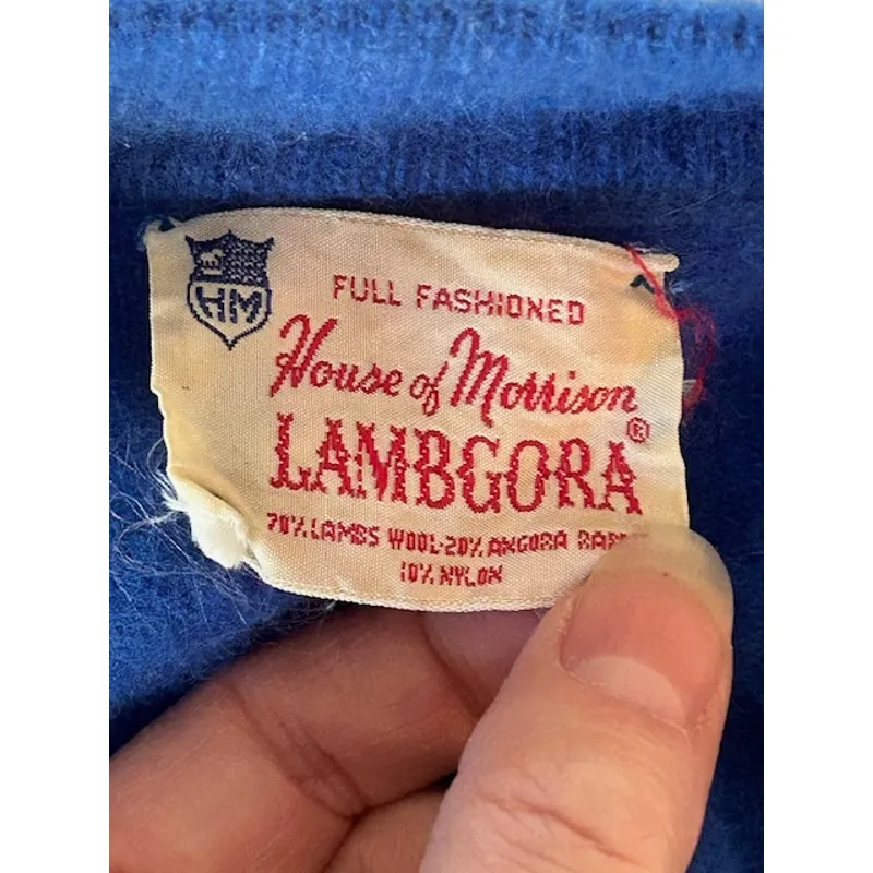 Vintage House of Montini Lambgora Blue Angora Wool Cardigan Made in Italy XS - Image 4