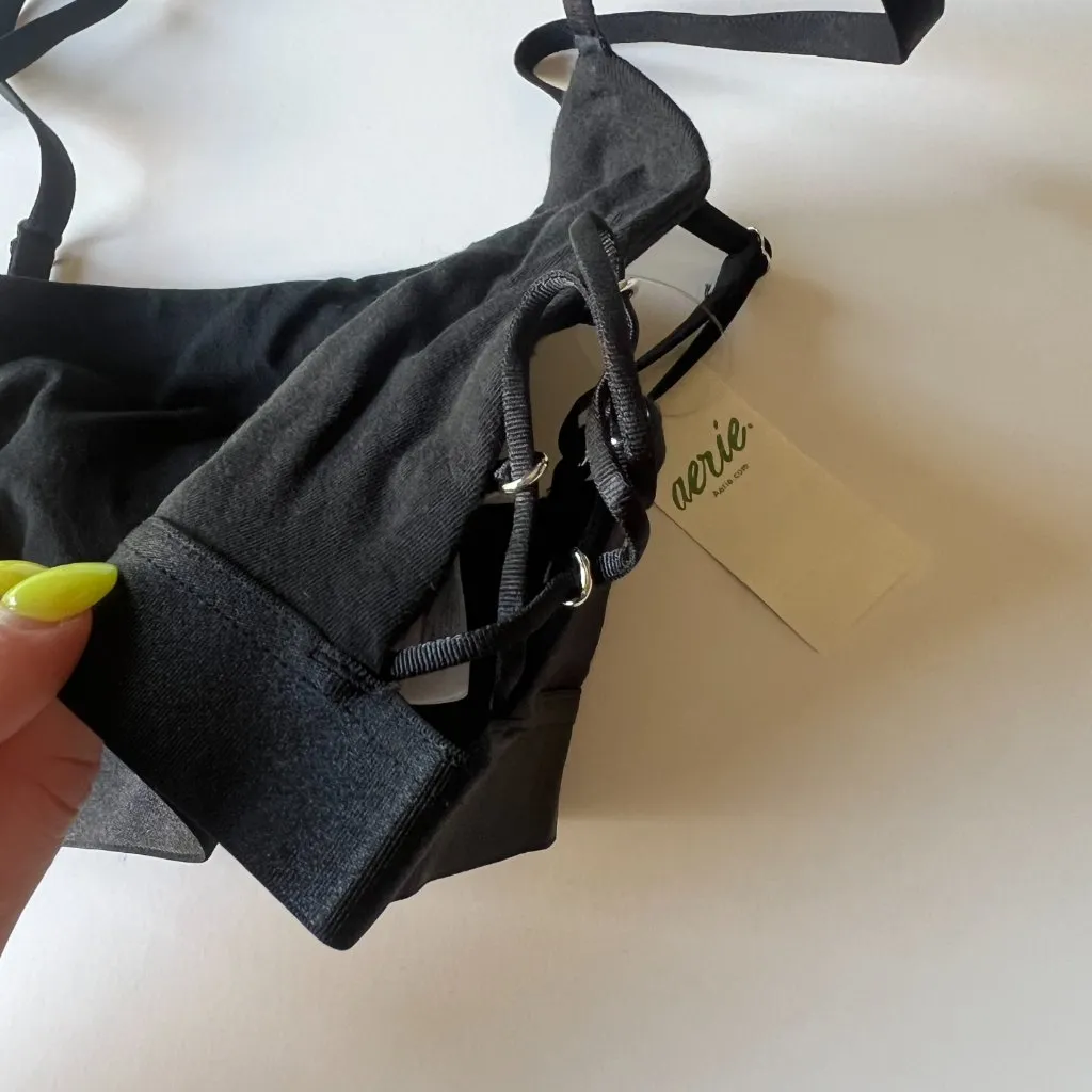 NWT Aerie Real Good Strappy Side Lace Up Bralette Bra Black Size Small S NEW - Image 7