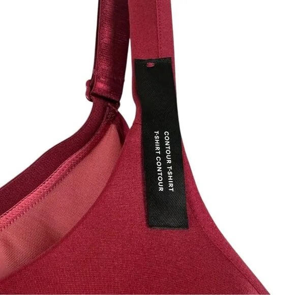 New AVENUE Women’s Contour T Shirt Lace Detail Underwire Bra Red Satin size 46H - Image 5