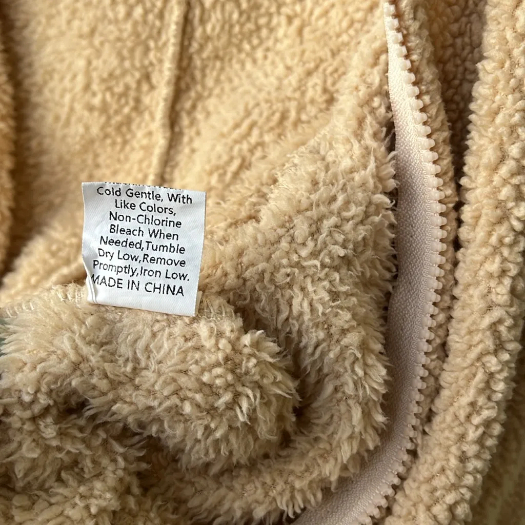 Gently worn teddy bear hoodie pajama onesie Tan Size XL - Image 6