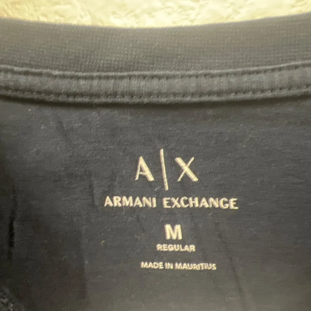 Armani Exchange Mens Navy Blue Logo T-Shirt Embossed Design Regular Fit Cotton C - Image 3