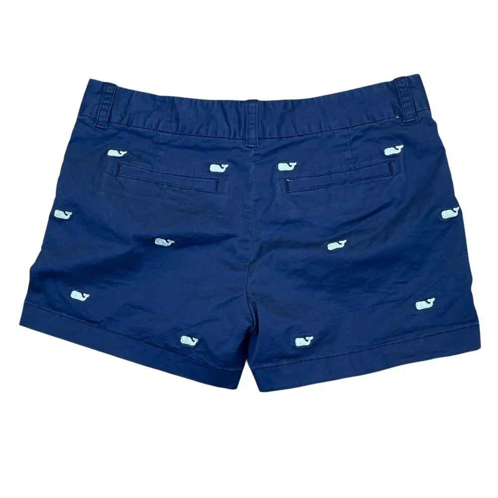 Vineyard‎ Vines Womens Dayboat Classic Shorts Navy Embroidered Blue Whale Size 2 - Image 3