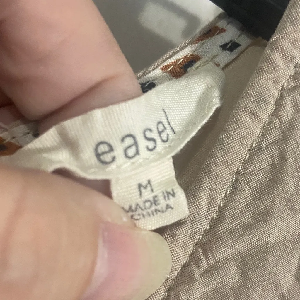 Easel Beige and Patterned Tunic Top - Image 2