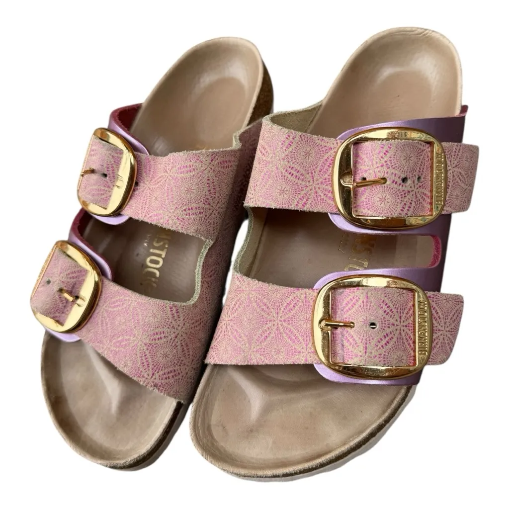 Birkenstock Pink Sandals with Gold Buckles - Image 3
