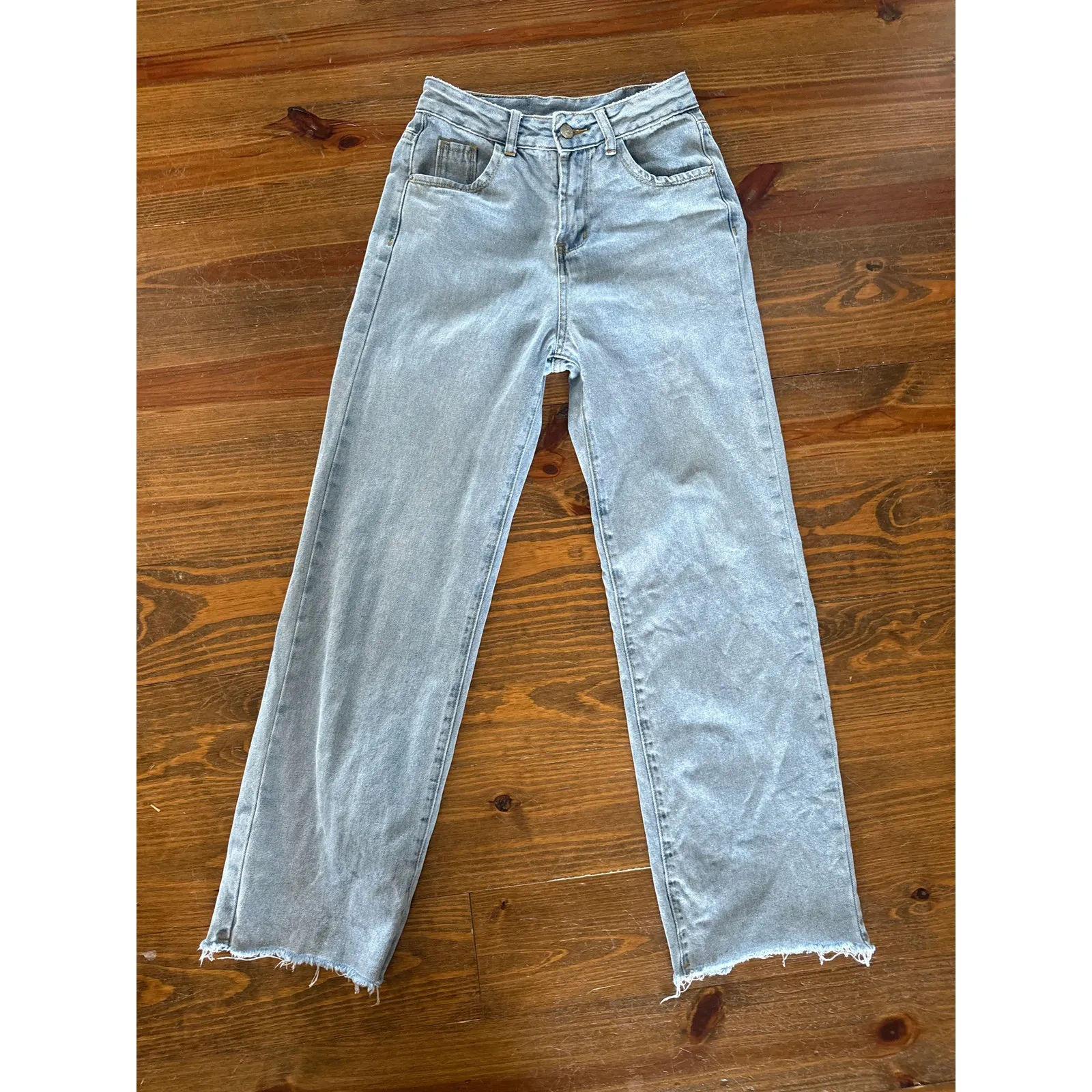 Princess Polly Karlina High Rise Straight Leg Jeans in Light Wash, sz 2 - Image 4