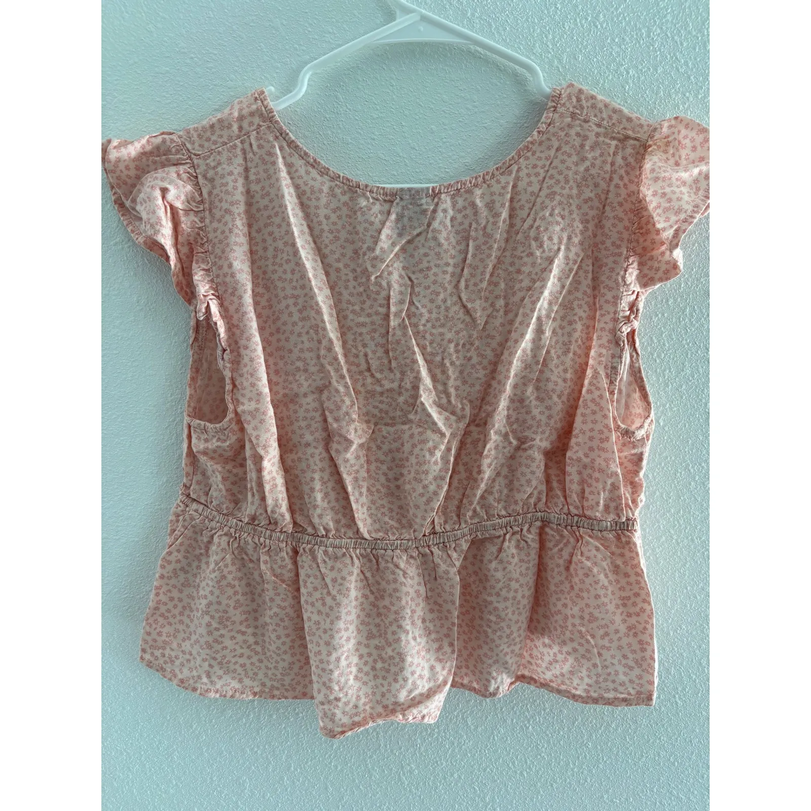 Wide Fable Top Womens Large Pink‎ Cropped Tie Floral Boho Prairie Festival - Image 2