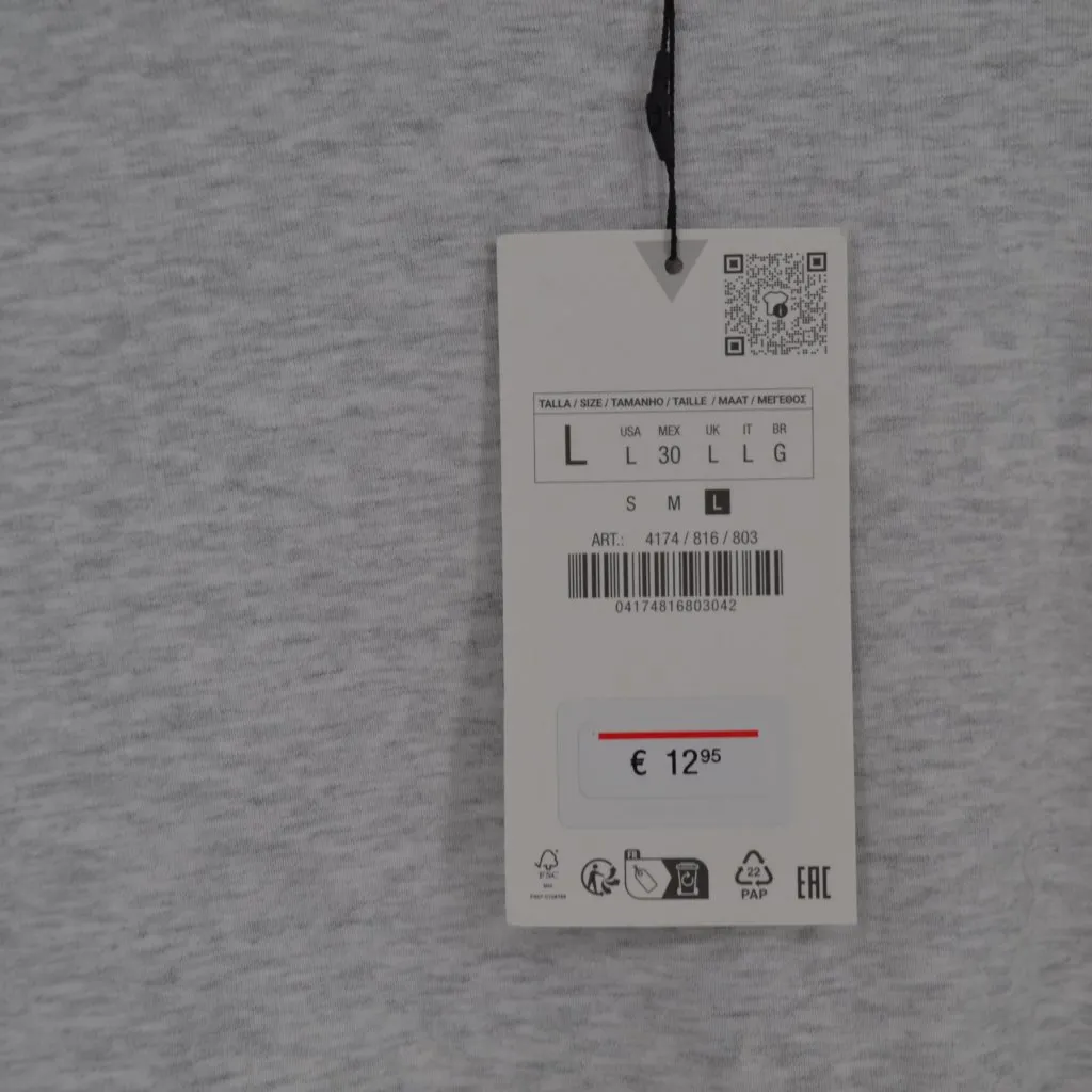 NEW ZARA Long Sleeve Bodysuit Heather Grey Women L Cotton Jersey Snap Fitted Top - Image 5