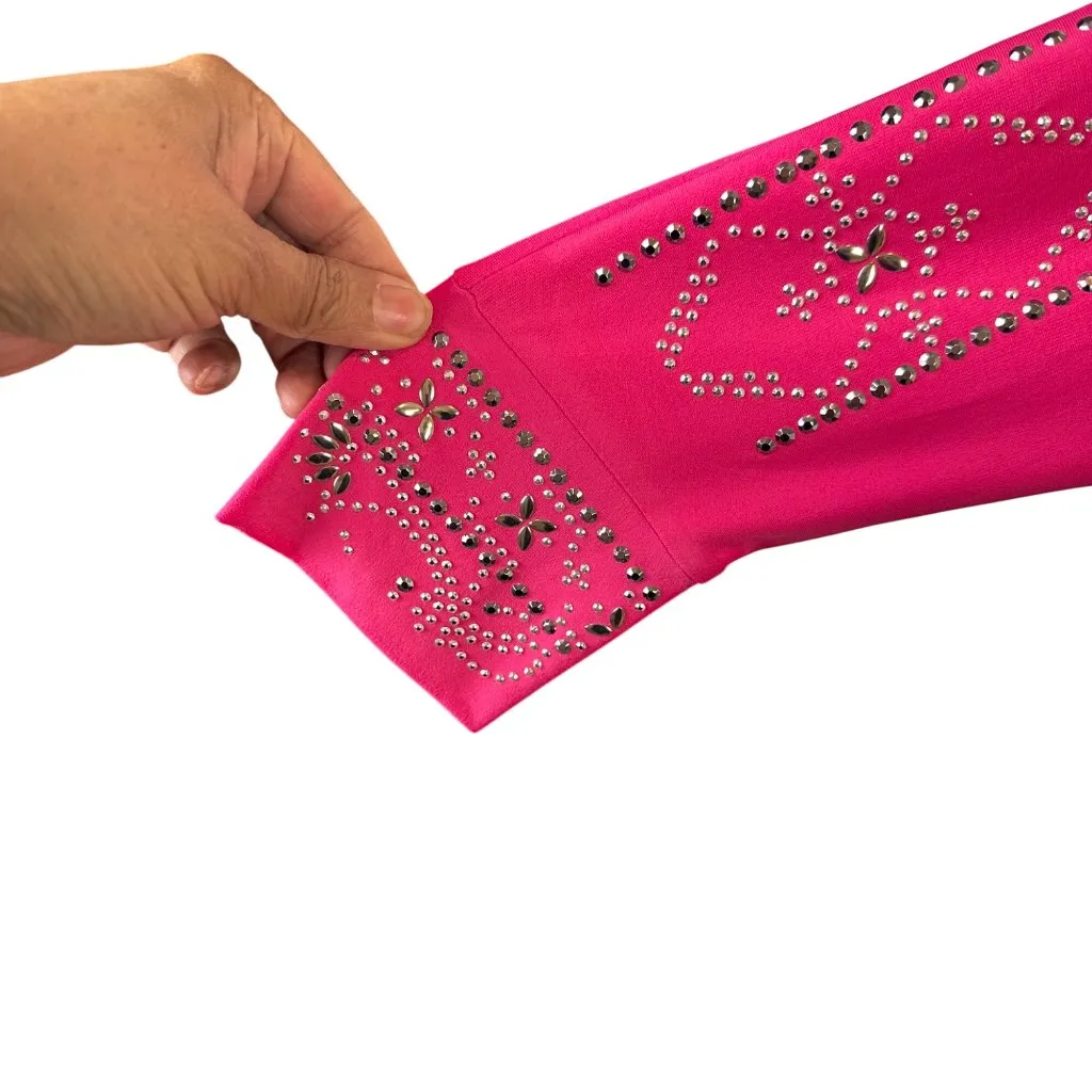 JM Collection Lrg Stylist Long-Sleeve Top Rhinestone Embellishments Fuchsia - Image 6