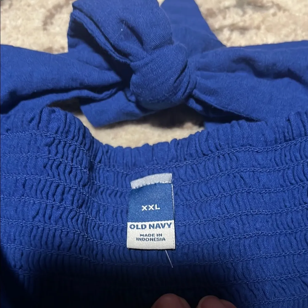 Old Navy Blue Maxi Sundress with Puff Sleeves - Image 3