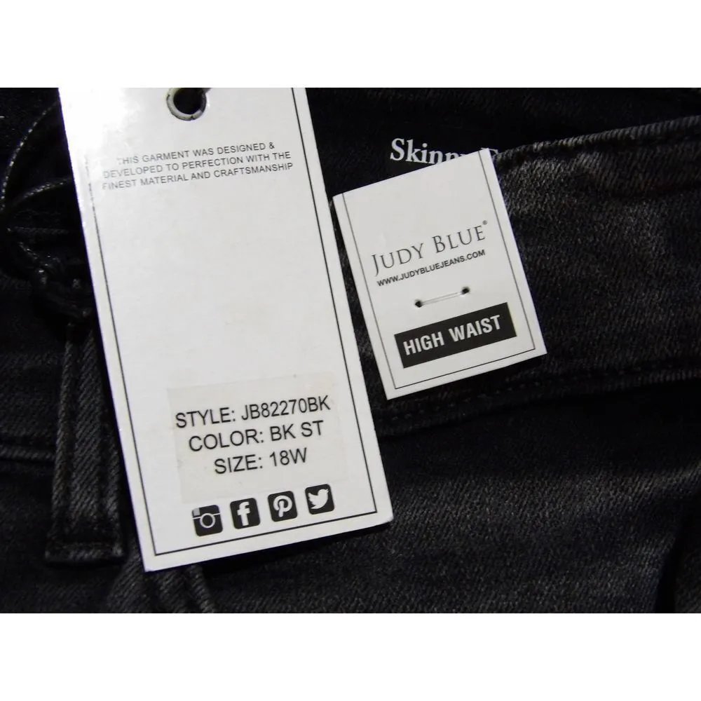 NWT Judy Blue Womens‎ Black Destroyed High Rise Skinny Fit Capri Jeans 18W 18 W - Image 4