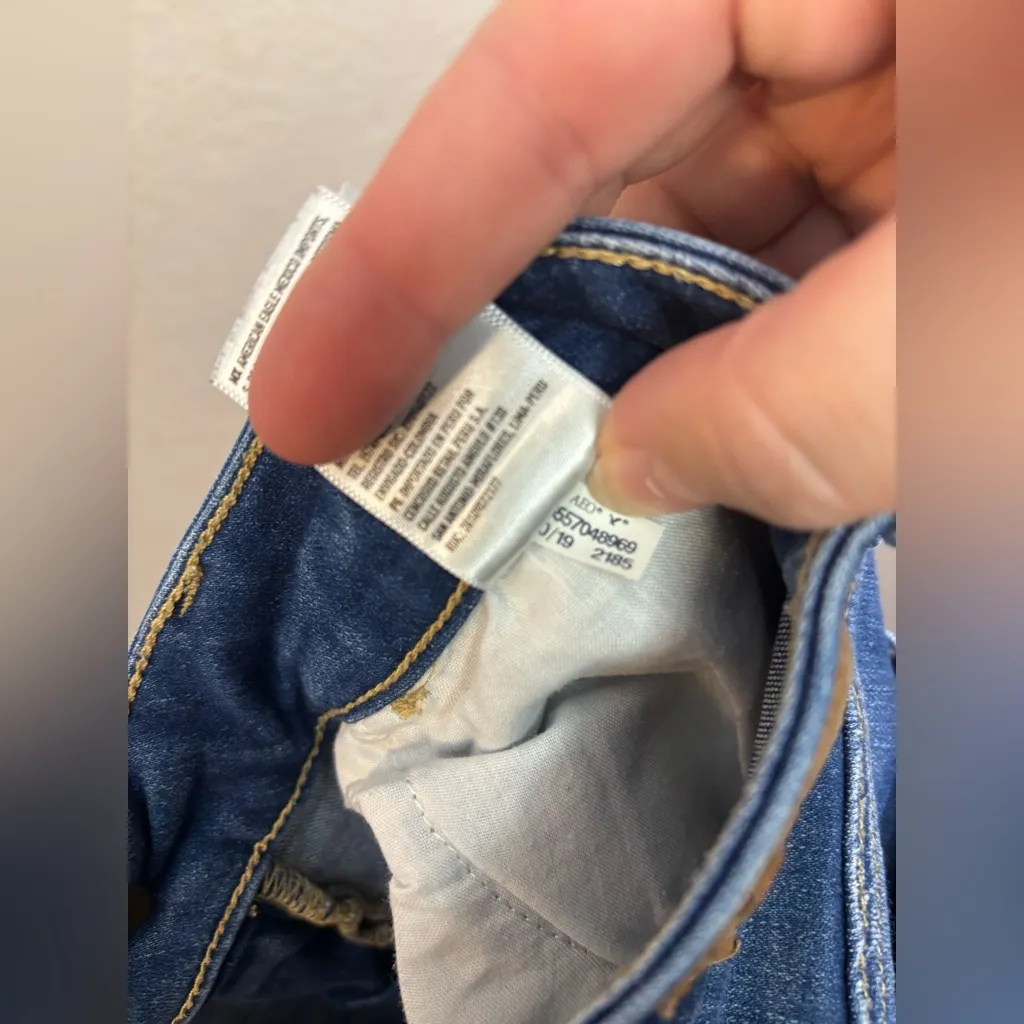 American Eagle Outfitters Distressed Ripped Blue Skinny Jeans Size 0 - Image 11