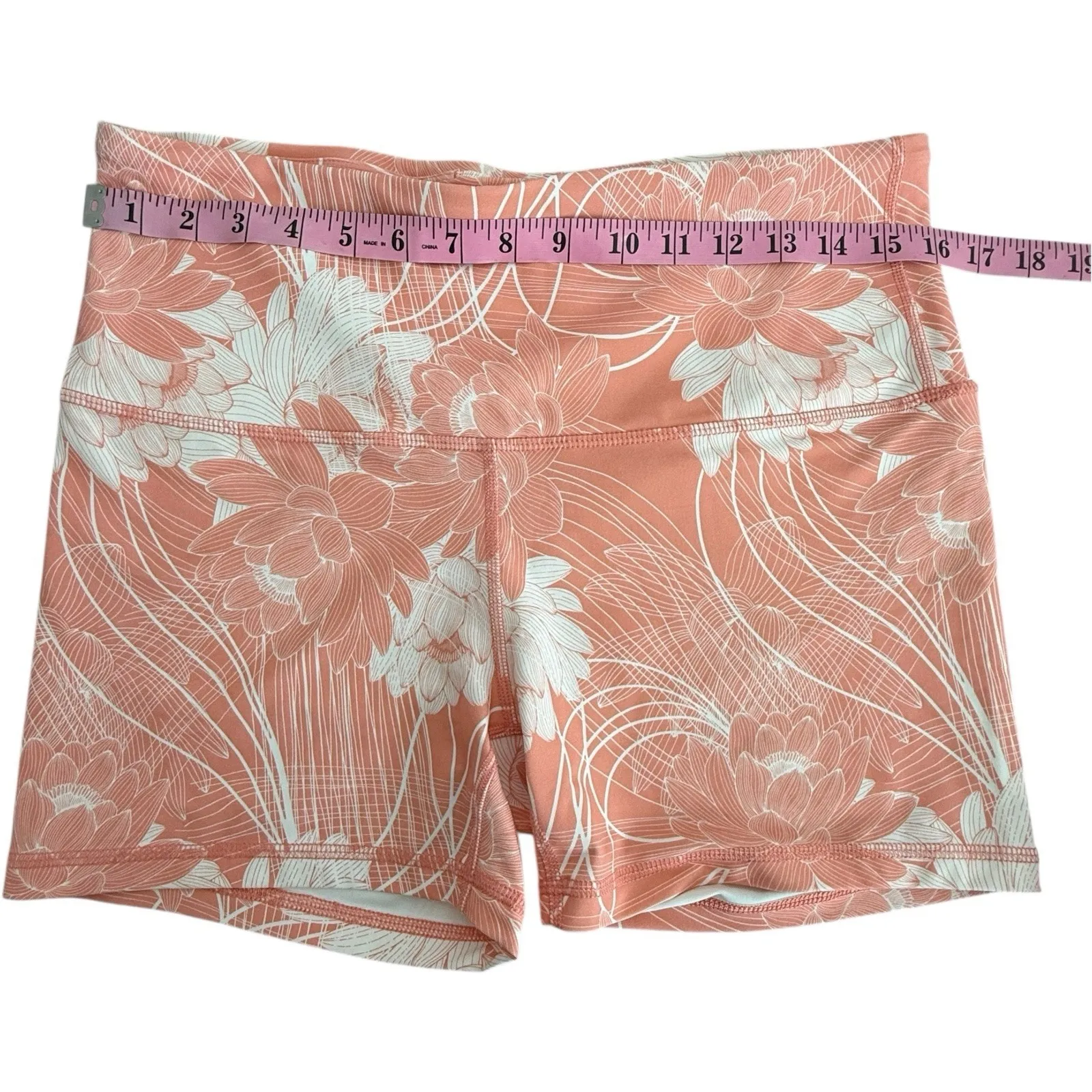 Women's Joy Lab Coral Pink Floral Print High-Rise Bike Shorts‎ 3.5" - Large - Image 5