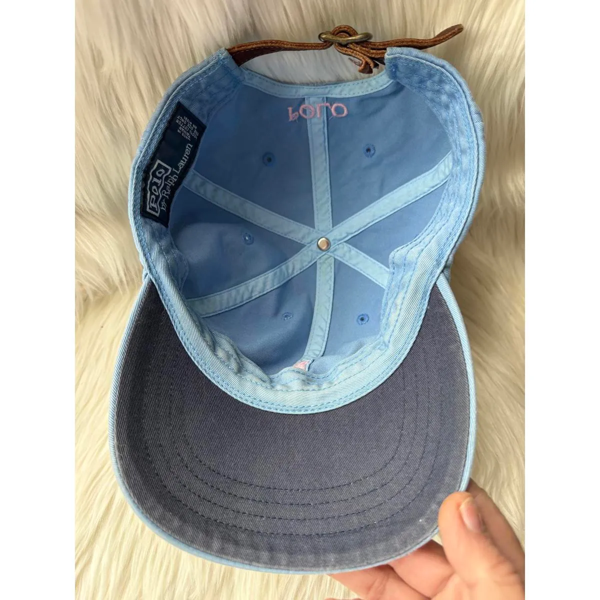 Ralph Lauren Light Blue Polo Cap with Pink Logo - Image 7