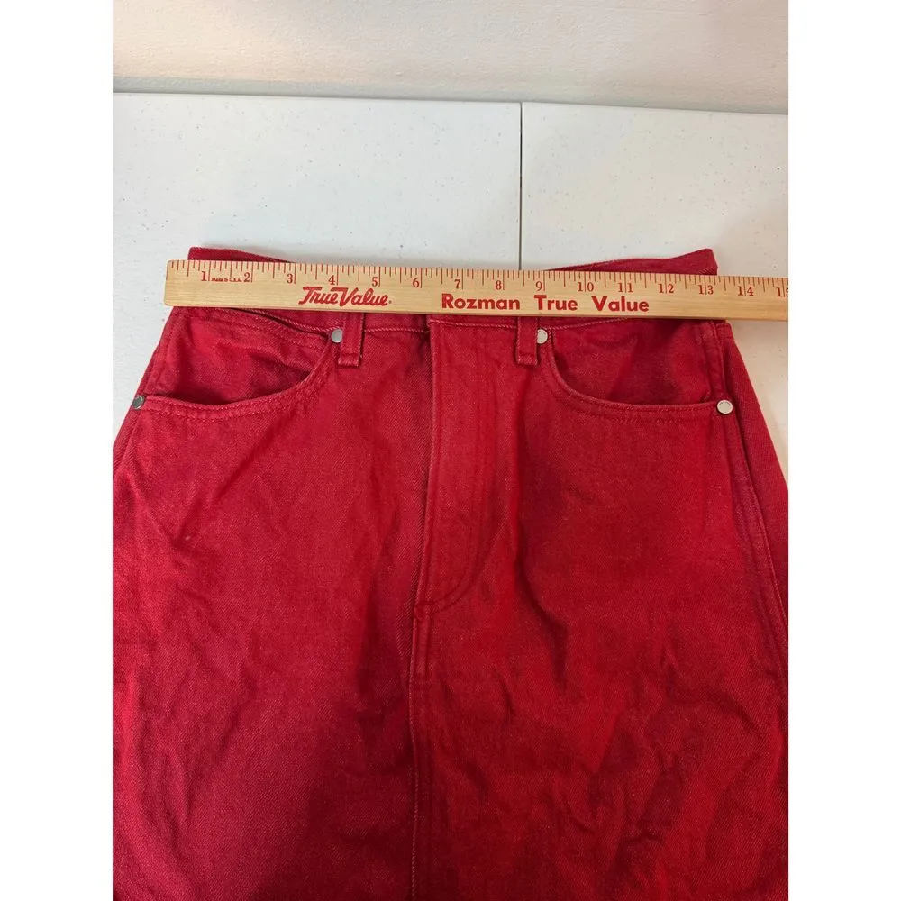 Rag & Bone Red Denim Mini Skirt Raw‎ Hem - Image 7