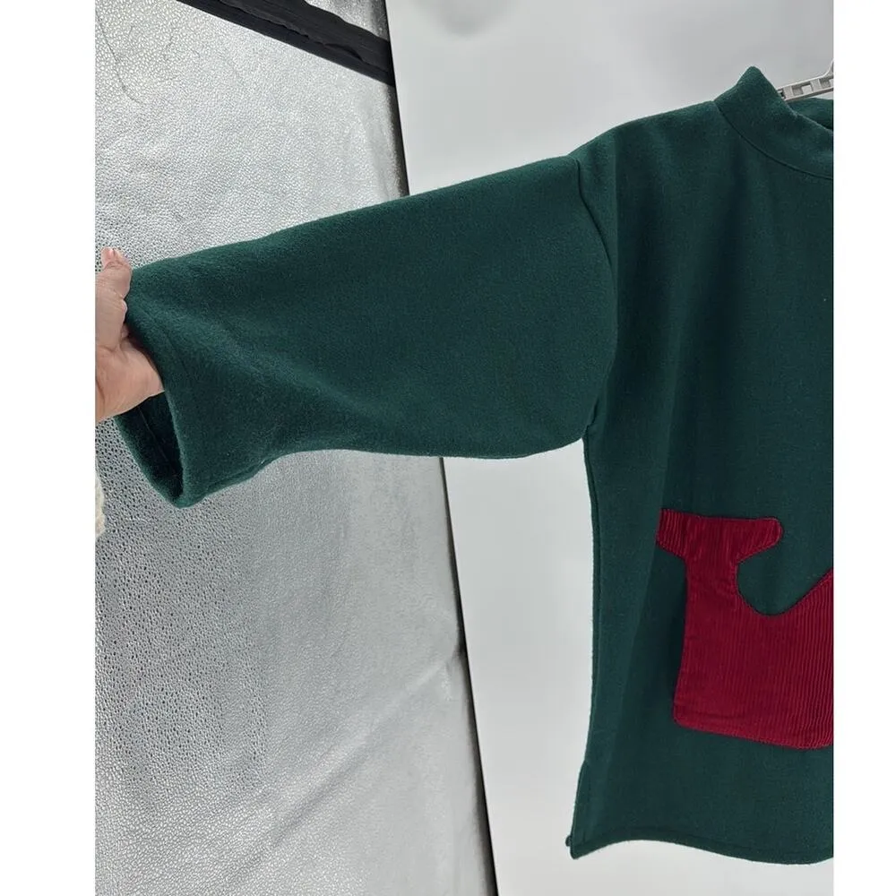 Vintage Sea Shell Designs Canada green wool red corduroy whale pocket size XL - Image 5