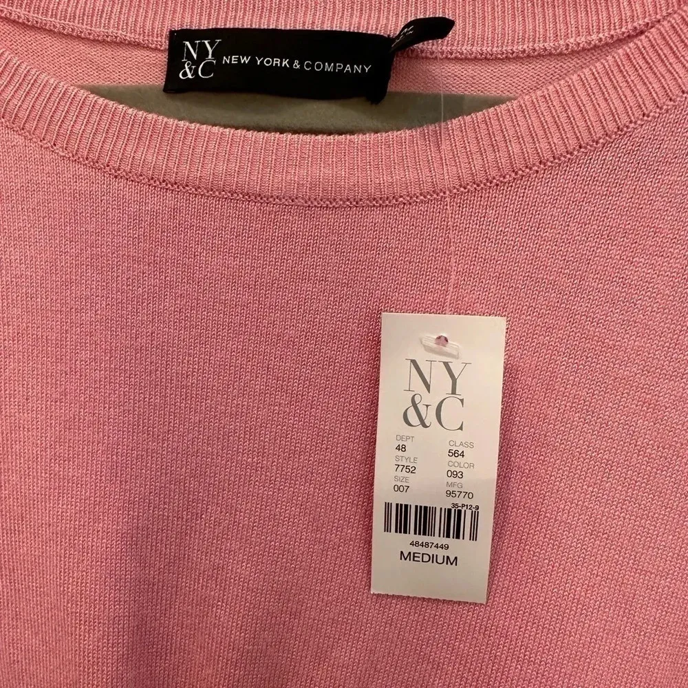 New York & Company Pink Long Sleeve Cut Out Sweater Midi Dress Size M NWT Size M - Image 7