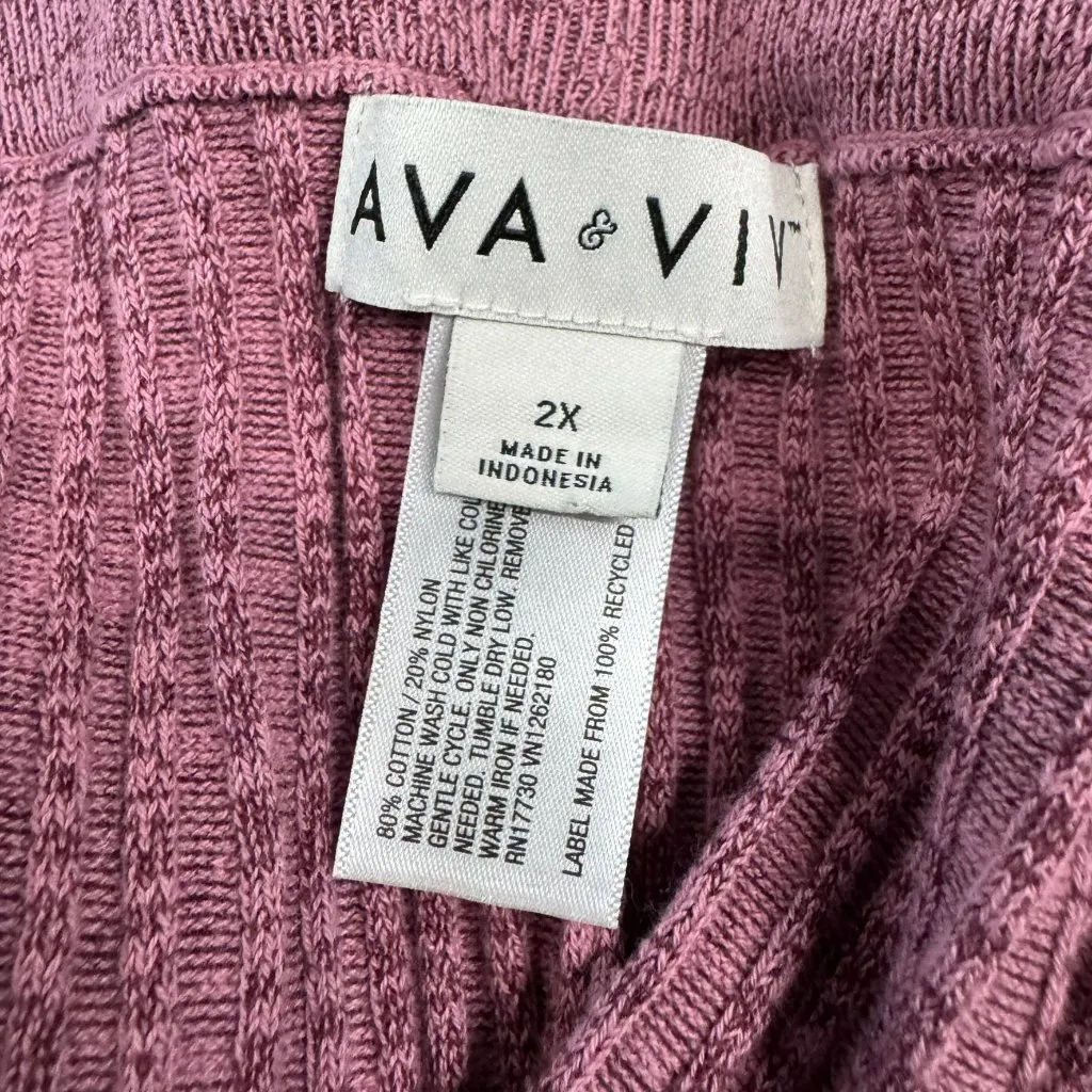 Ava & Viv NWT Pink Ribbed Short Sleeve Lounge Set Women's I16 - Image 6