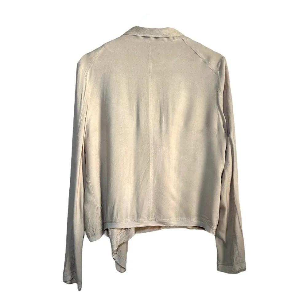 LOVE TREE | Beige Moto Minimalist Casual Chic Button Wrap Jacket Size L - Image 2