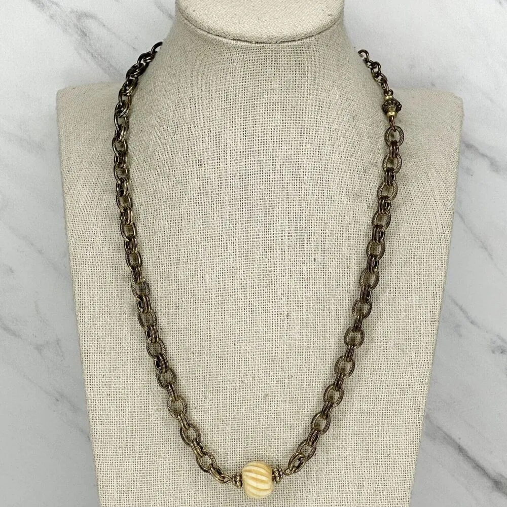 Chicos Gold Tone Chain Link Single Bead Accent Minimalist Necklace 21.5" ✨ - Image 5