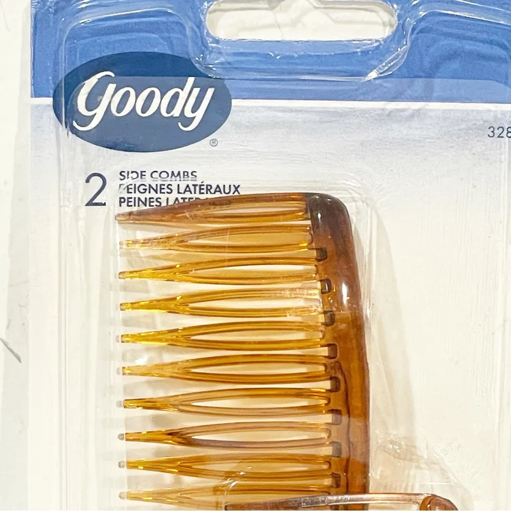 Vtg 2003 Goody Plastic Side Combs USA Made Light Brown 2 Pack NEW - Image 2