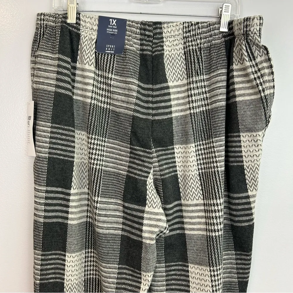NWT Lands End High Rise Straight Leg Plaid Sport Knit Pants Size 1X 16-18 - Image 2