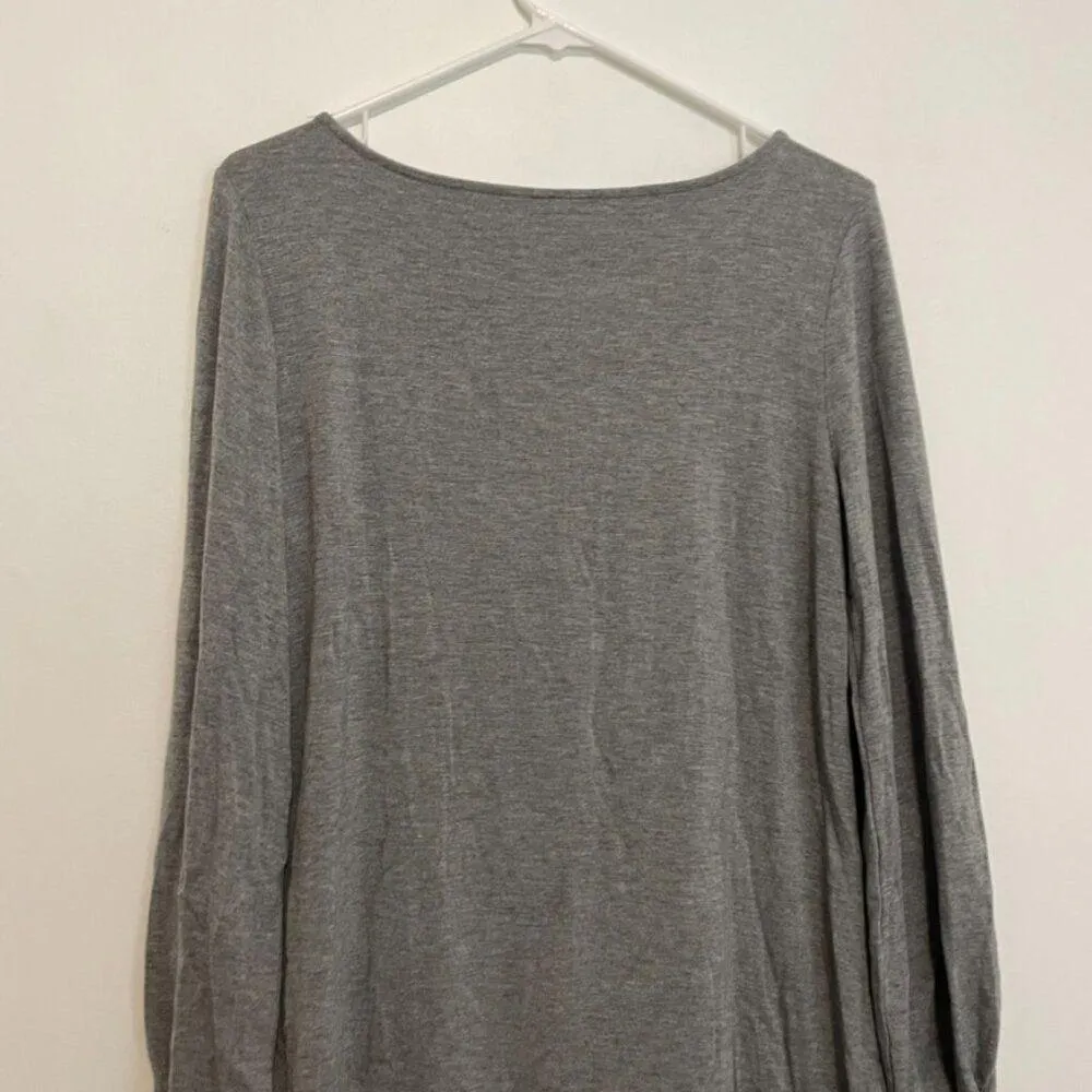 ANN TAYLOR Factory Heather Gray 3/4 Sleeve Puff Sleeve Balloon Sleeve Blouse Top - Image 10