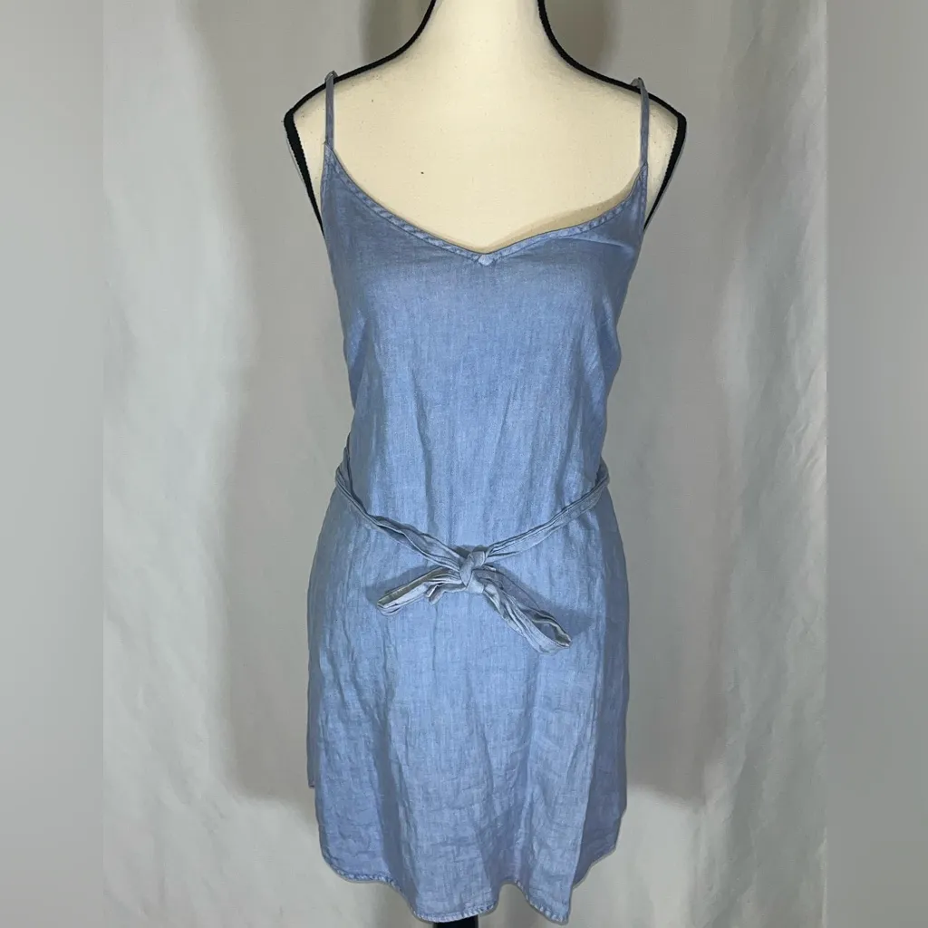 Bella Dahl • Chambray 100% Linen Dress Tie Waste Simple Lightweight Size XS - Image 2