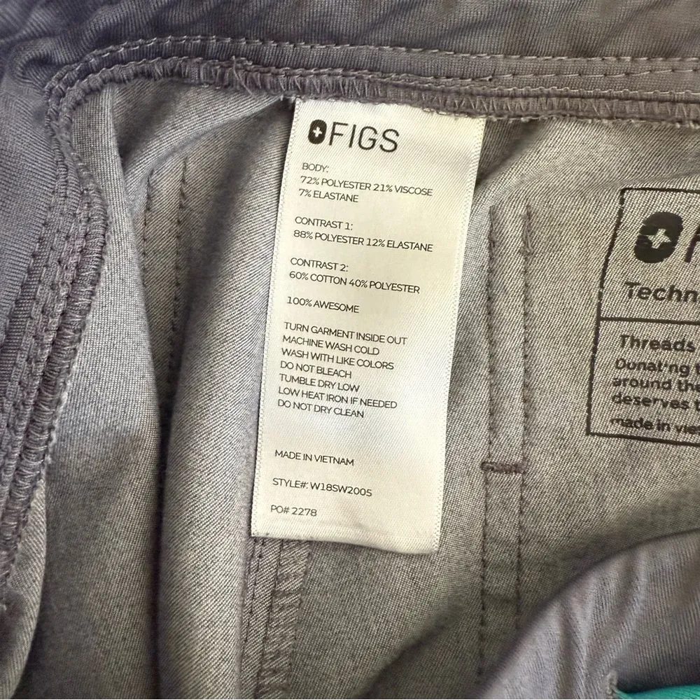 FIGS Zamora Jogger Scrub Pants XS Technical Collection Gray Style W18SW2005 - Image 3