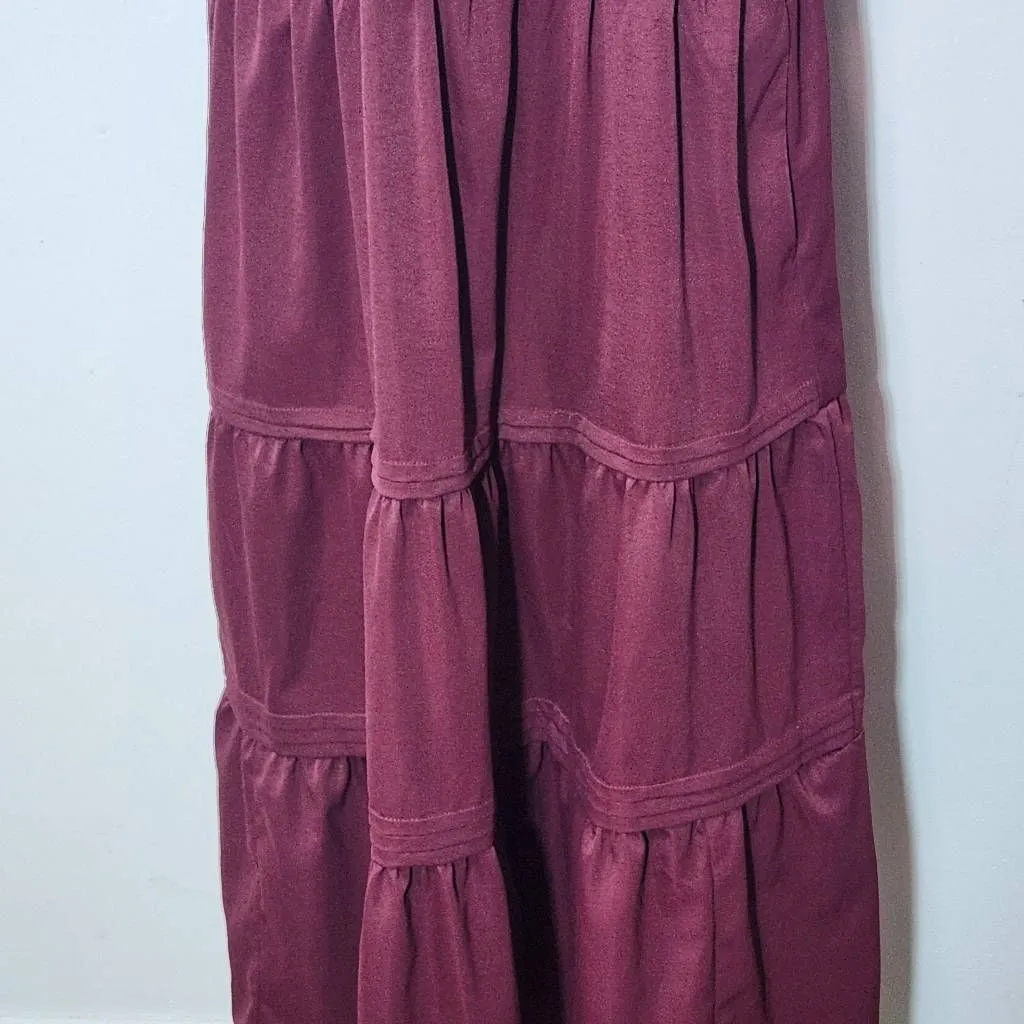 Bloomchic Oxblood Tiered Midi Dress Size 14/16 Burgundy Wedding Guest Dress Red Size L - Image 4