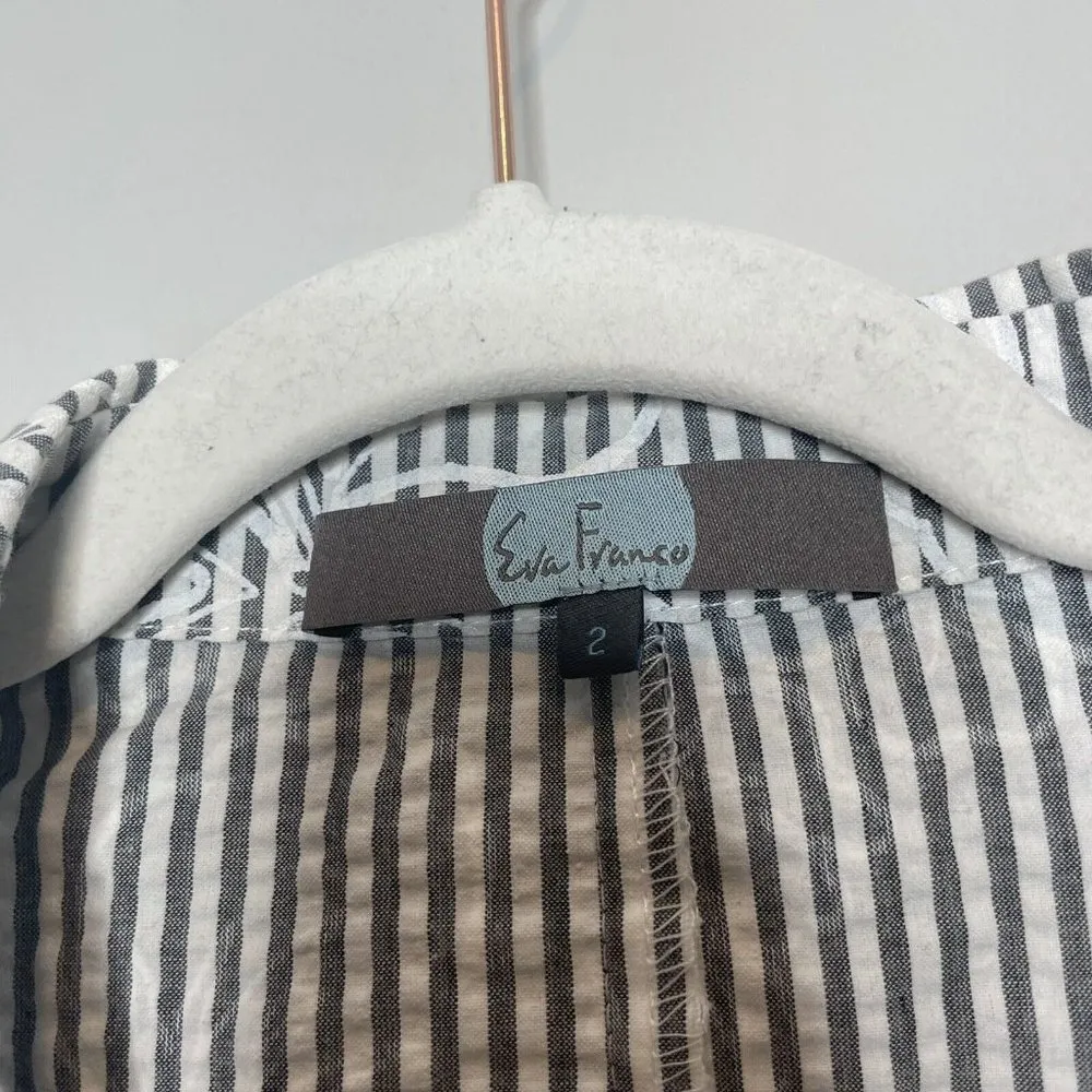 NWT Eva Franco Loretta Wrap Dress Hibiscus Stripe Gray Size 2 - Image 6