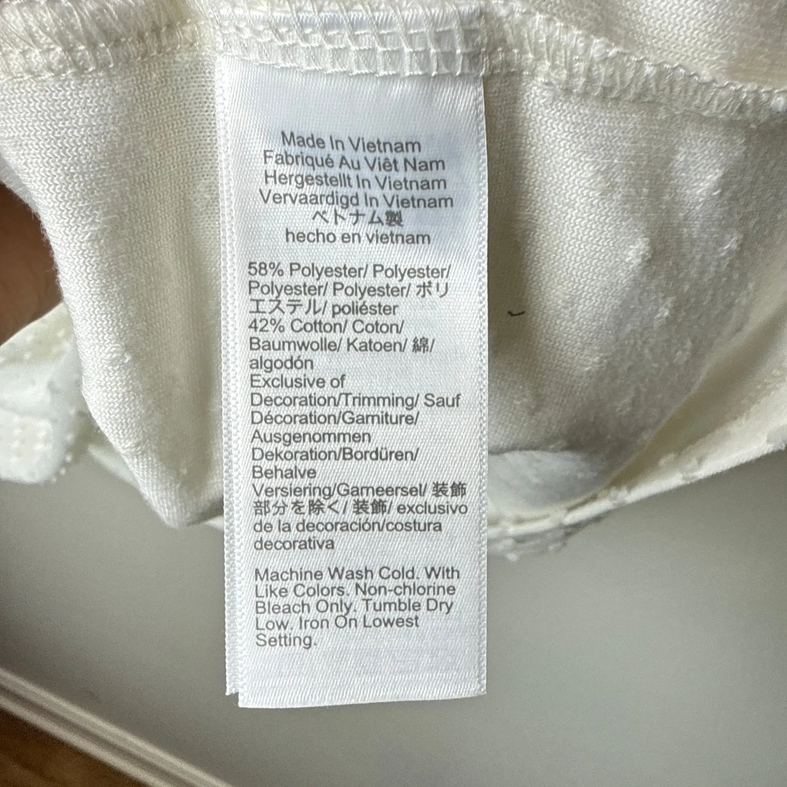 J.Crew Women's 2X Cream Swiss Dot Short Sleeve Smocked Blouse Round Neck Office‎ - Image 6