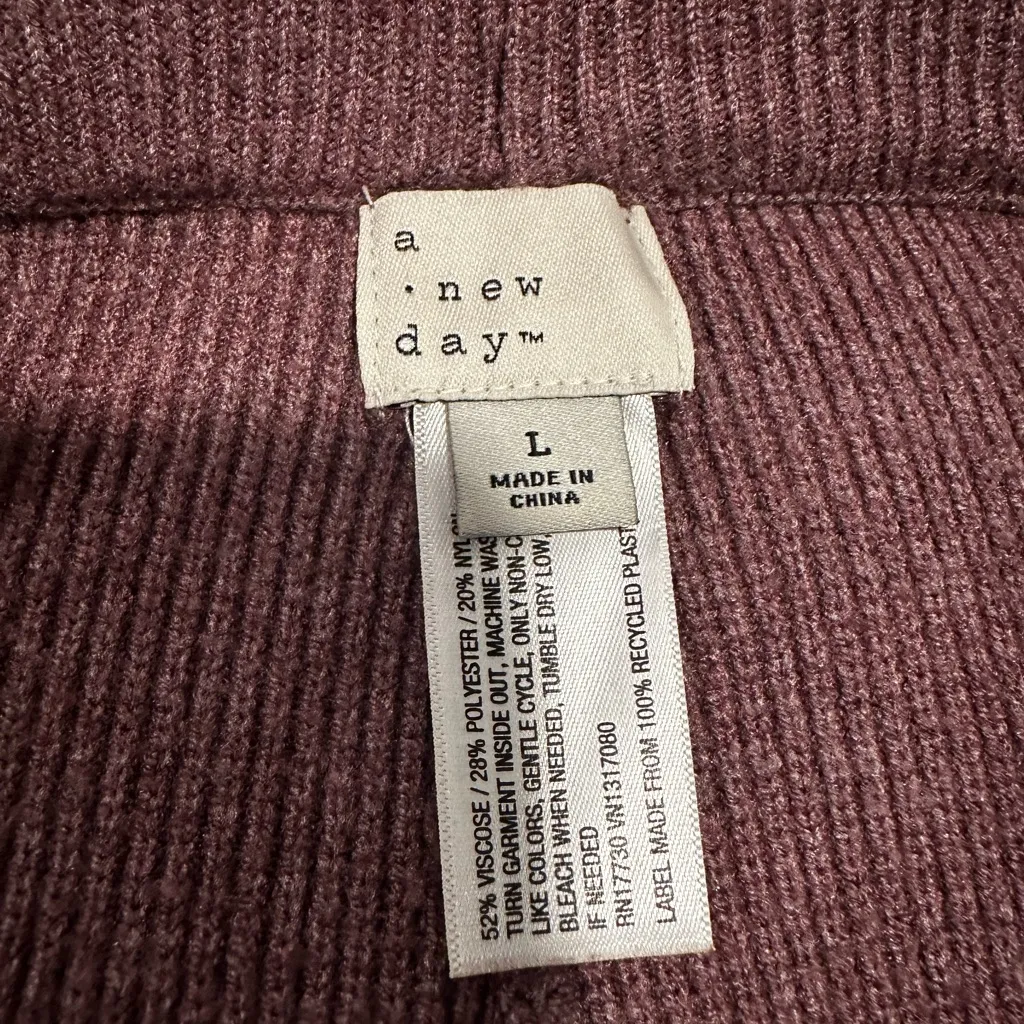 New Day Purple Ribbed Sweater Knit Wide Leg Lounge Pants Sz Large Pull On. - Image 6