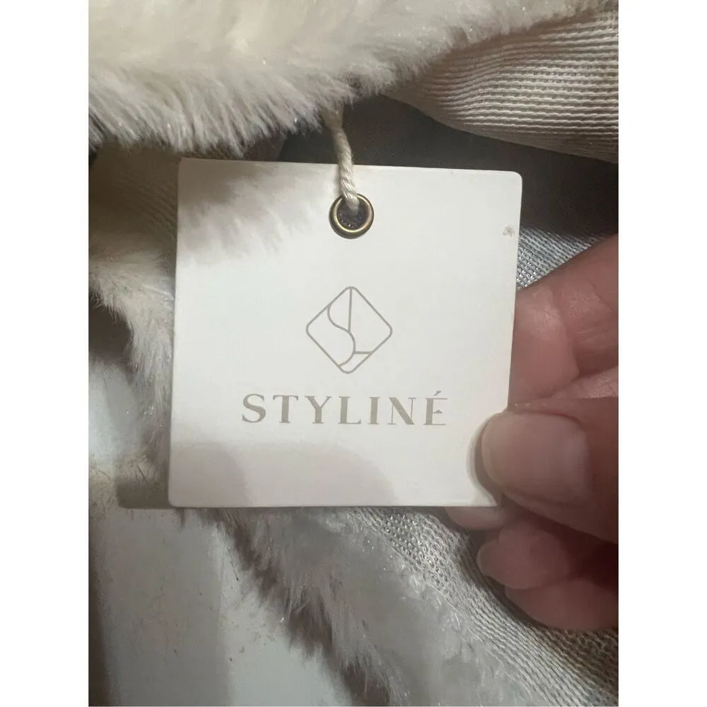 Styline Faux Fur Poncho Cream/Gray/ Tan NWT Gray Size undefined - Image 4