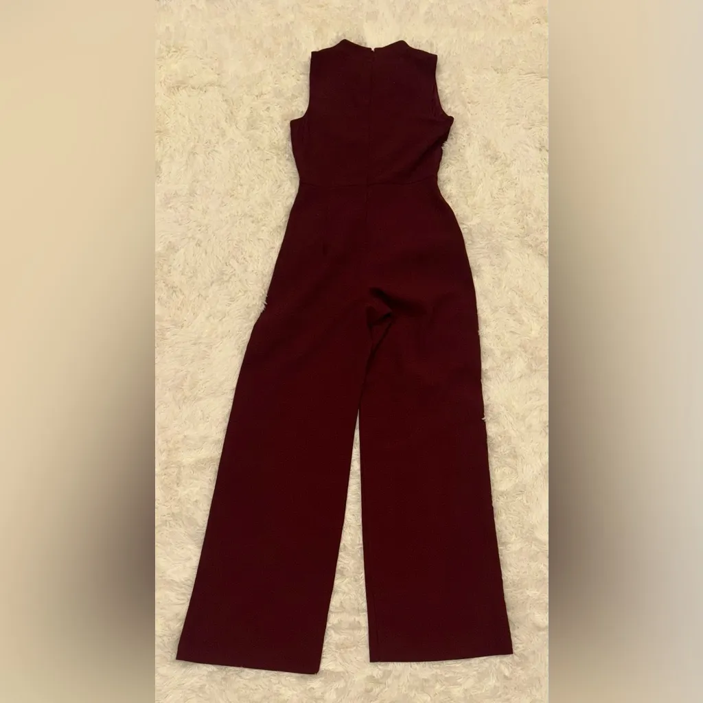NWOT NEW Black Halo Corinne Sleeveless Flared-Leg Heroine burgundy Jumpsuit sz 8 - Image 6