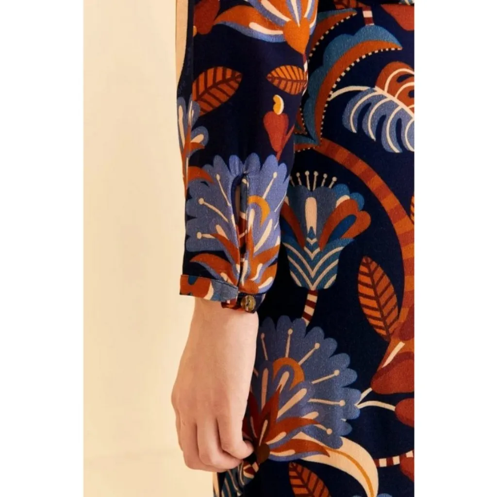 💕FARM RIO💕 Blue Nature Beauty Long Sleeve Maxi Dress ~ XS NWT - Image 7