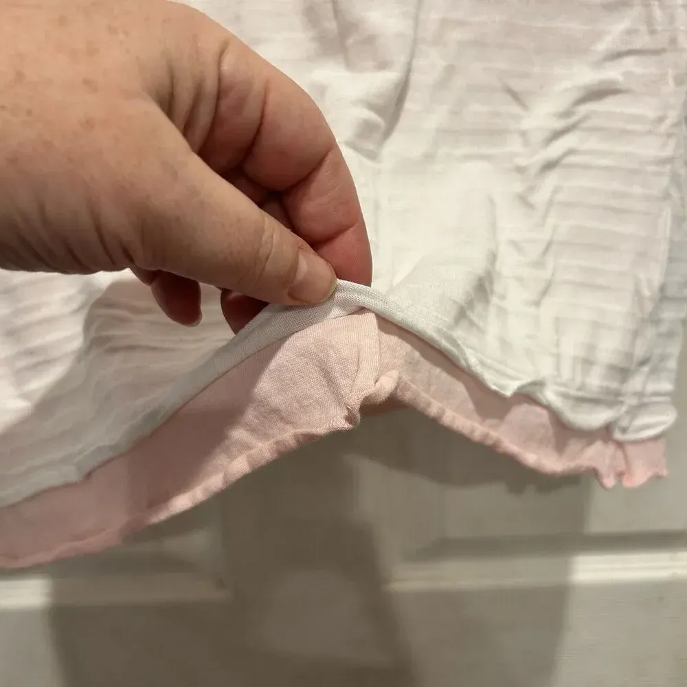 Vintage 90s Y2K‎ Union Bay Top Large Juniors White Pink Layered Skater Baby Tee - Image 3