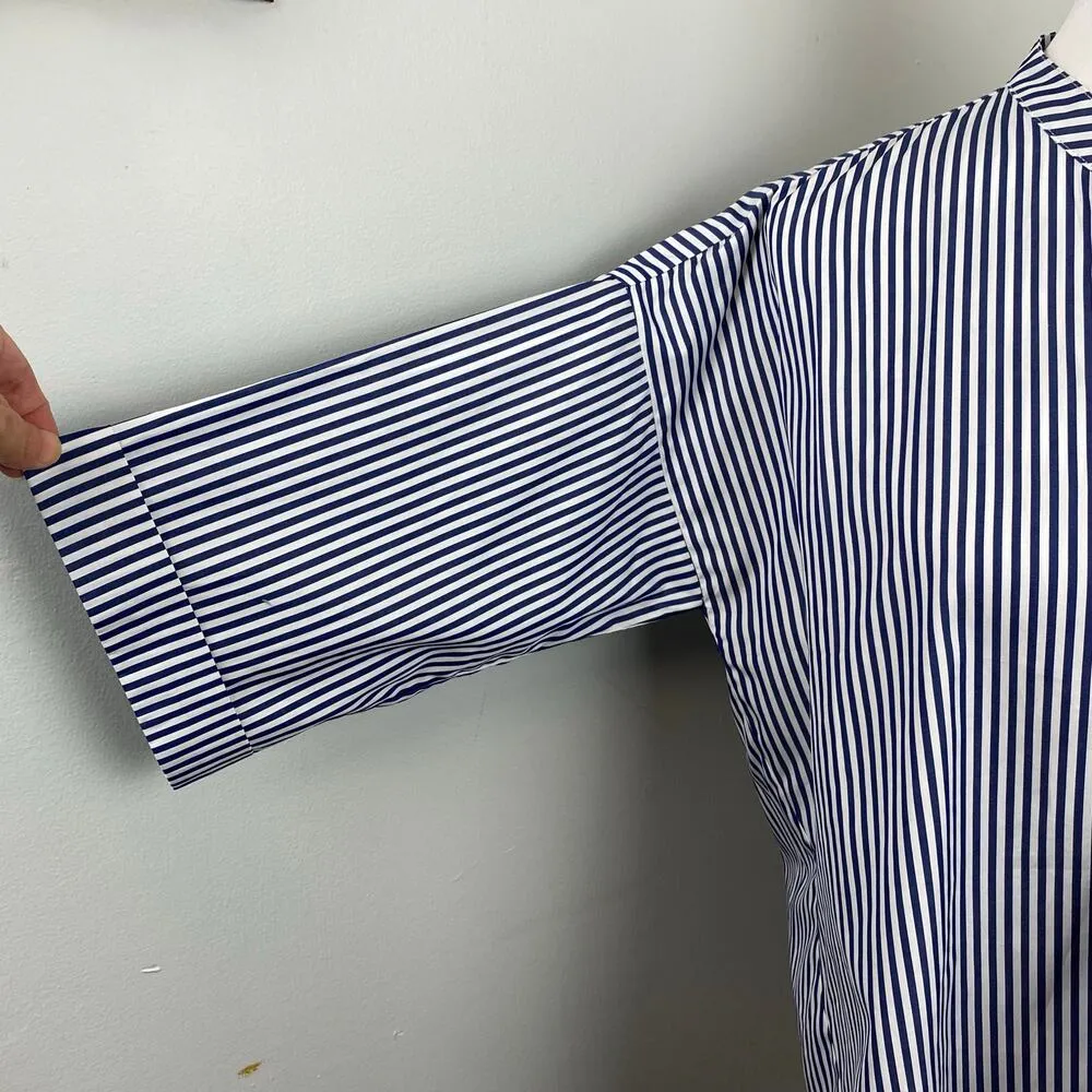 Harshman Beckett Popover Top Blouse Navy & White Stripe XS Oversized Blue - Image 7