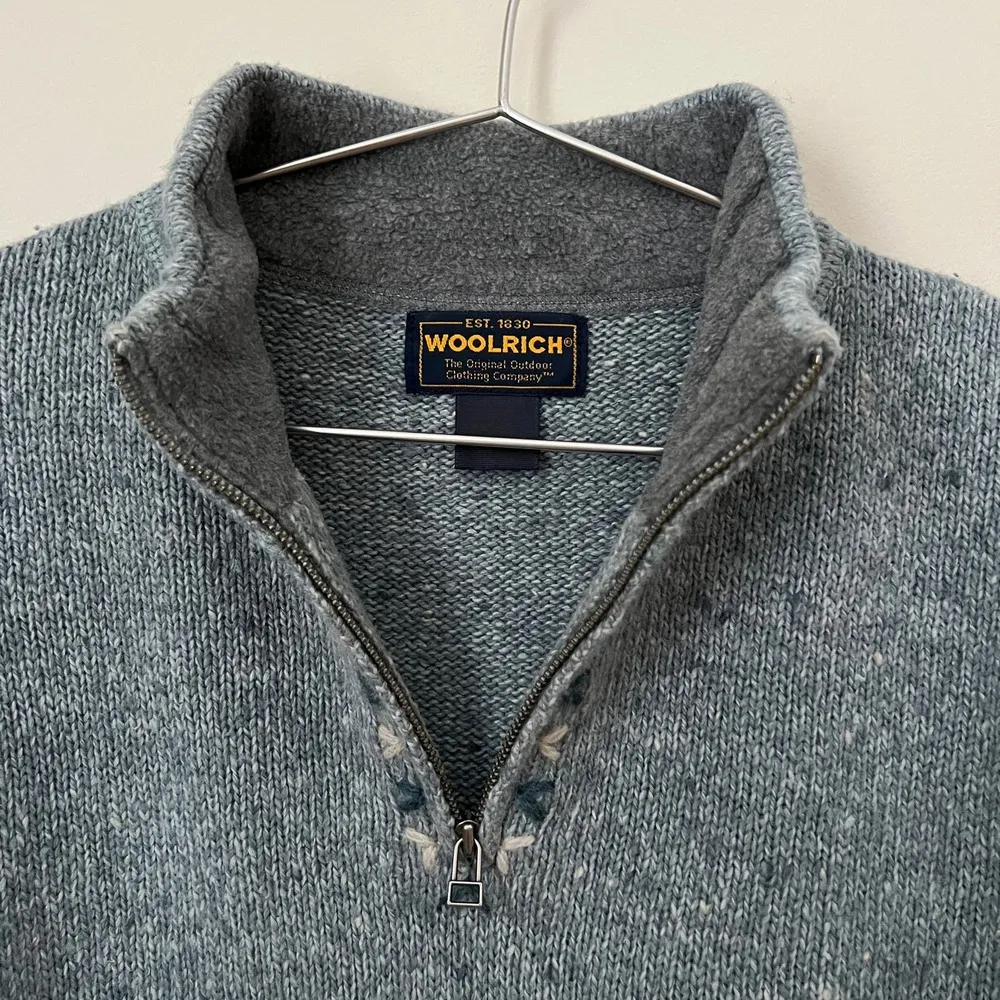 Woolrich Women's Teal Wool Blend Long Sleeve Zip Henley Pullover Sweater Size L - Image 3