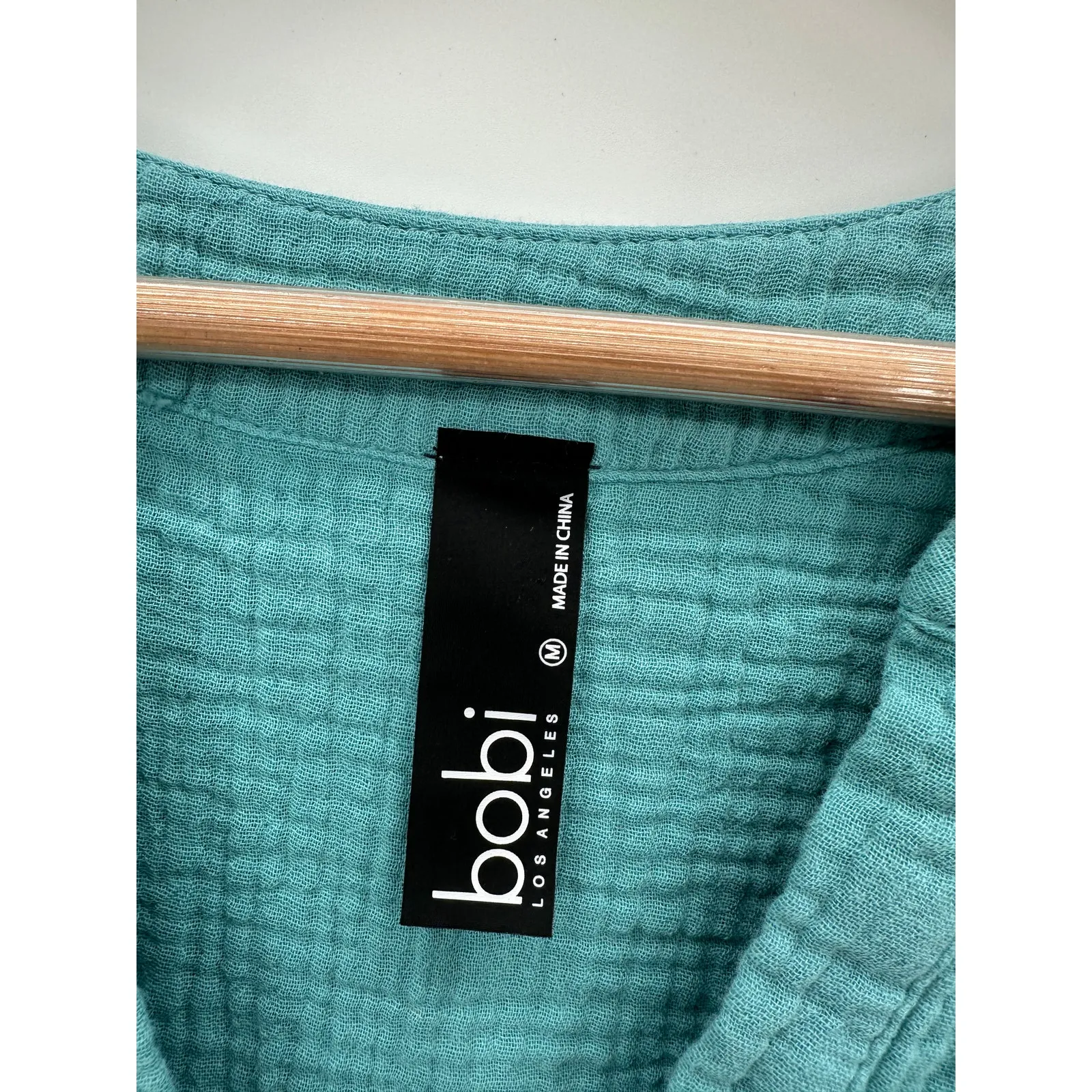 Bobi T-Shirt‎ Dress Women Medium Blue V Neck Gauze Mini Summer Boho Coastal - Image 6